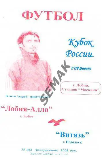 ЛОБНЯ-Алла - ВИТЯЗЬ Подольск - 23.05.2004 кубок