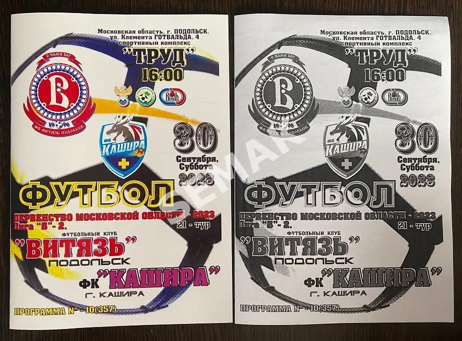 ВИТЯЗЬ Подольск - Кашира - 30.09.2023 цвет+чб