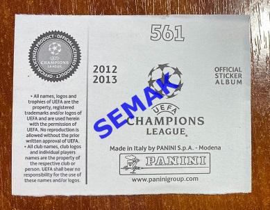 Панини - Panini. стикеры-наклейки в альбом Лига Чемпионов 2012/2013. № 561 1