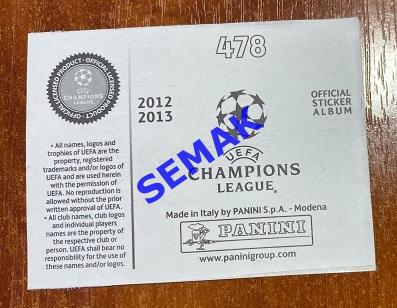 Панини - Panini. стикеры-наклейки в альбом Лига Чемпионов 2012/2013. № 478 1