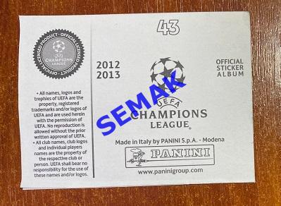 Панини - Panini. стикеры-наклейки в альбом Лига Чемпионов 2012/2013. № 43 1