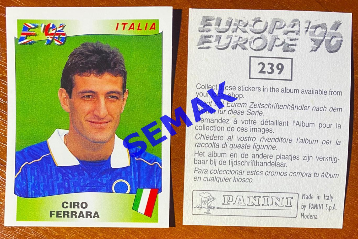 Panini-Панини. Стикер/Наклейка №-239 Евро/EURO - Англия 1996.