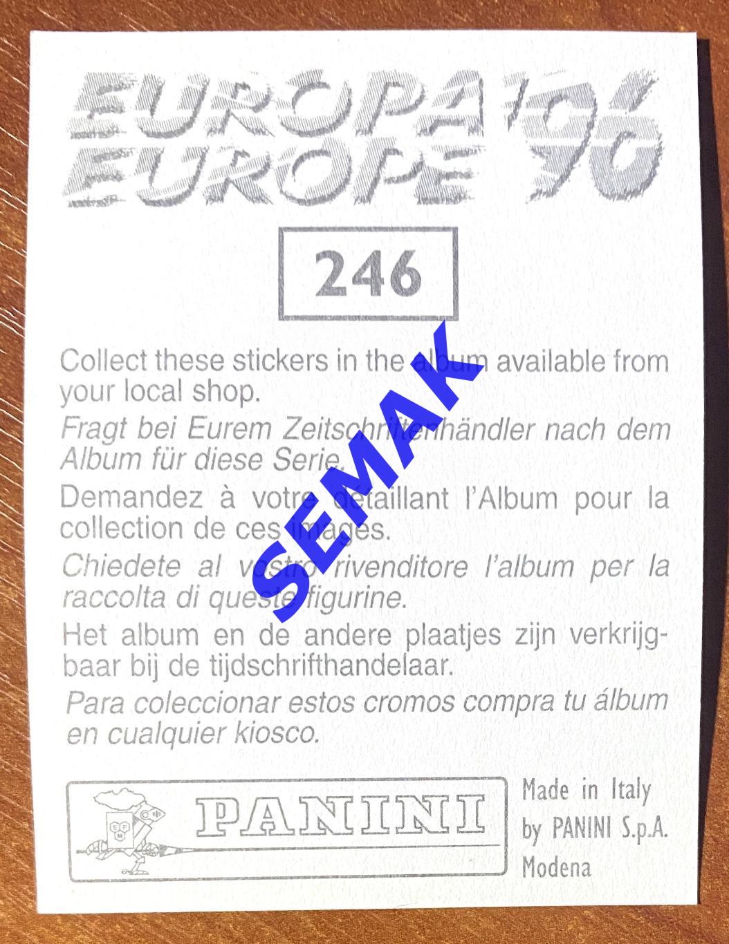 Panini-Панини. Стикер/Наклейка №-246 Евро/EURO - Англия 1996. 1