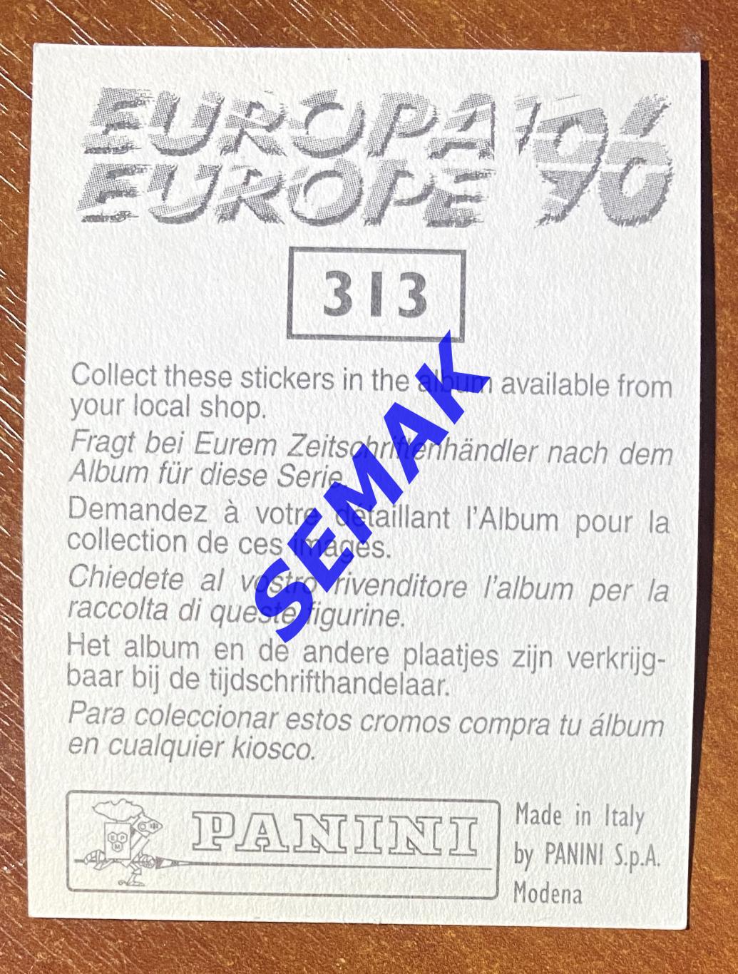 Panini-Панини. Стикер/Наклейка №-313 Евро/EURO - Англия 1996. 1
