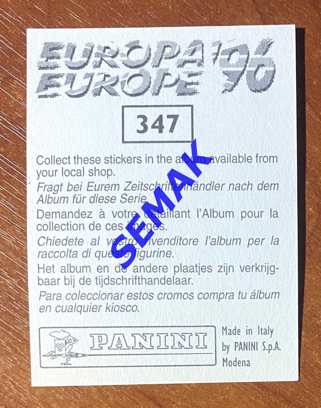 Panini-Панини. Стикер/Наклейка №-347 Евро/EURO - Англия 1996. 1