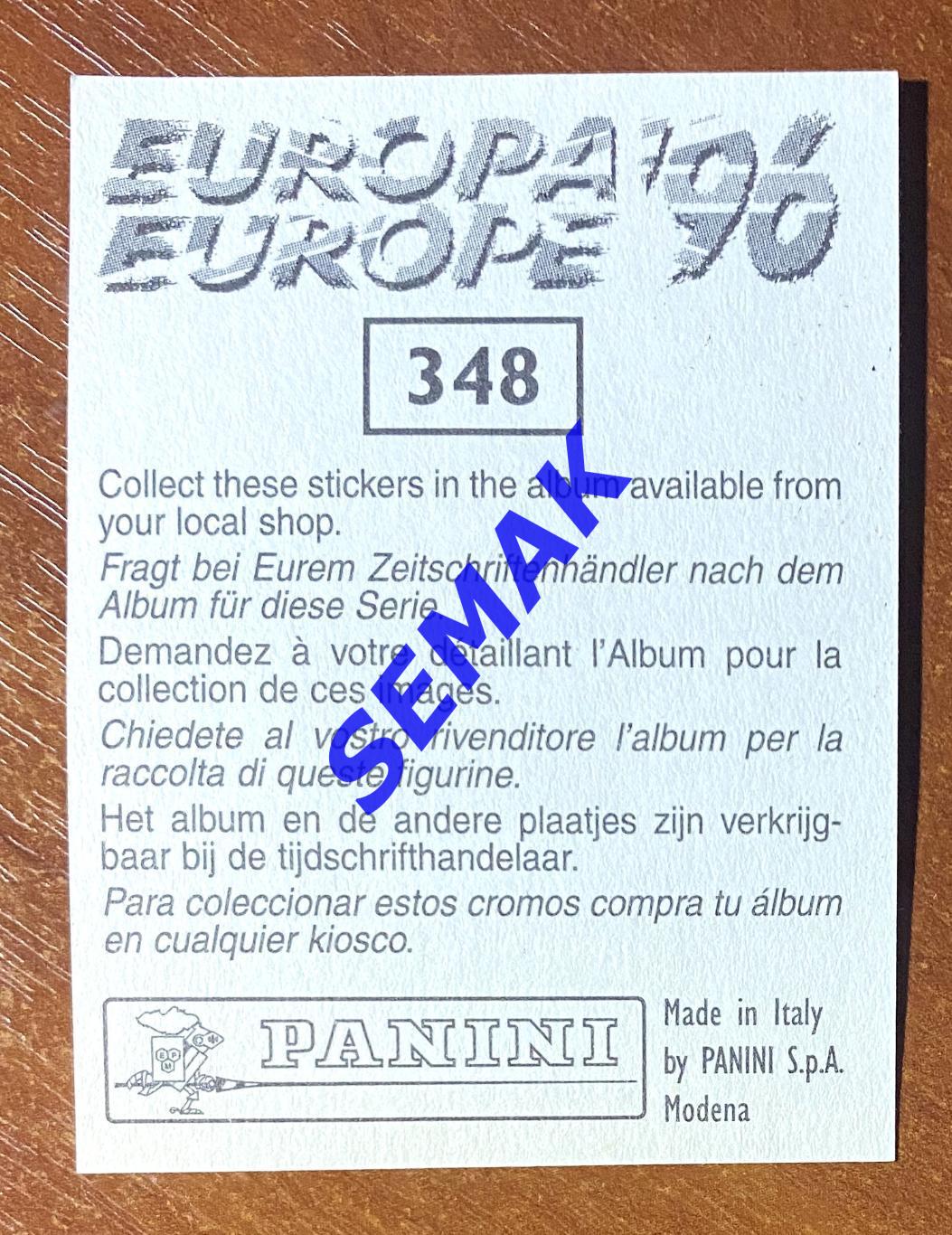 Panini-Панини. Стикер/Наклейка №-348 Евро/EURO - Англия 1996. 1