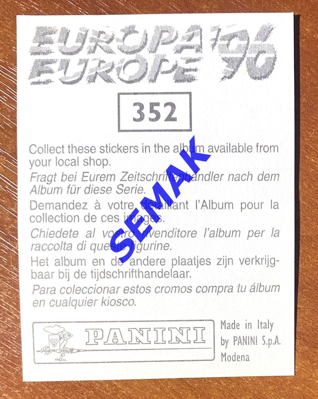 Panini-Панини. Стикер/Наклейка №-352 Евро/EURO - Англия 1996. 1