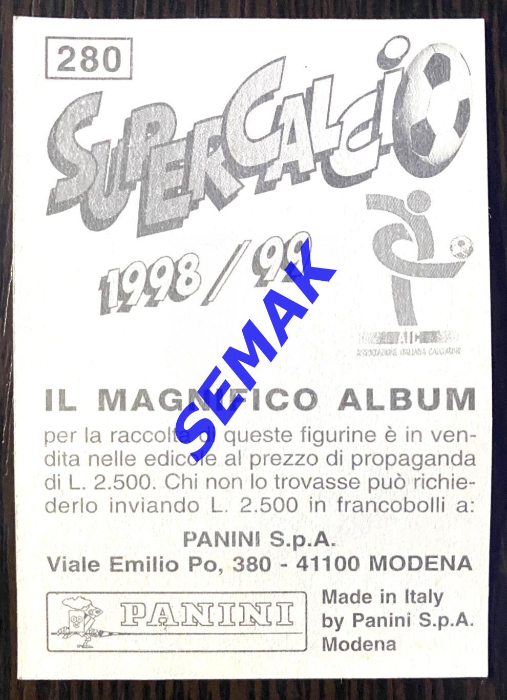 Панини - Panini. стикеры-наклейки №-280 Супер-Кальчо 1998/1999. 1