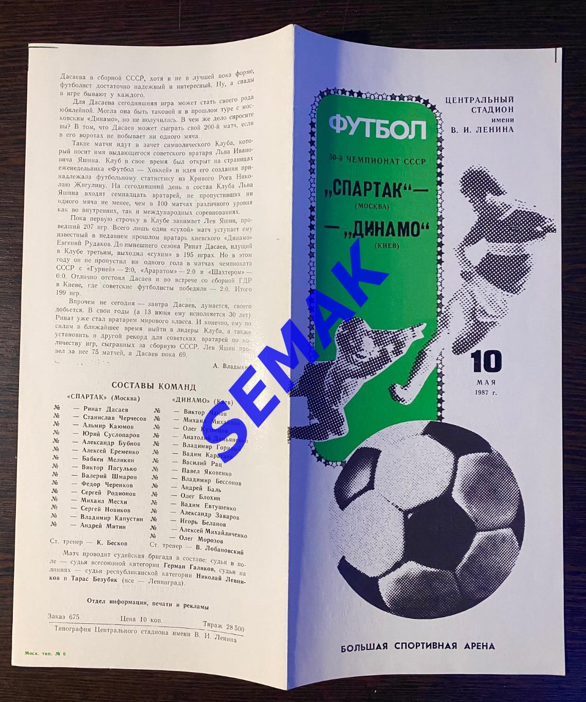 Спартак Москва - Динамо/Киев/ - 10.05.1987 1