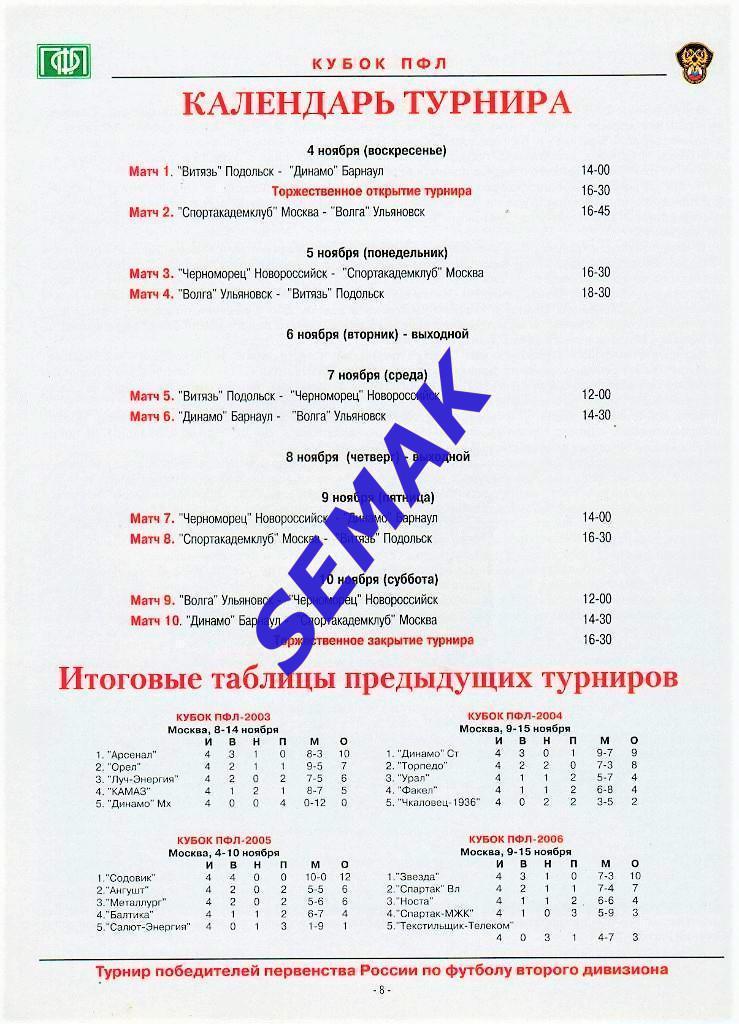 Кубок ПФЛ - Подольск, Барнаул, Новороссийск, Ульяновск - 2007. 1