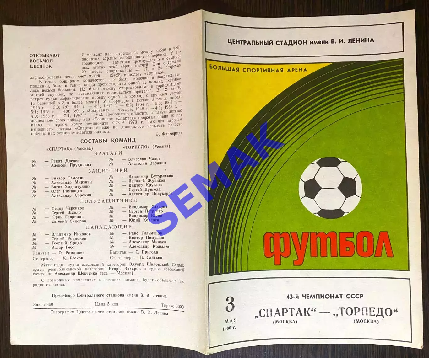 Спартак Москва - Торпедо Москва - 03.05.1980 1