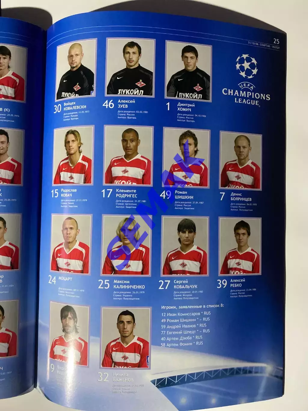 СПАРТАК Москва - ИНТЕР/INTER Италия - 31.10.2006 Лига Чемпионов 4