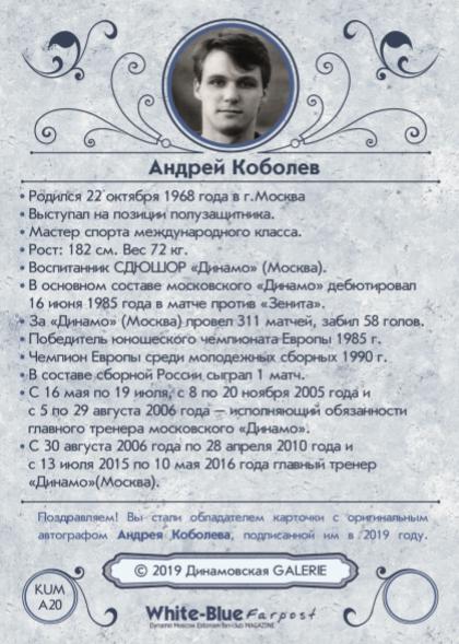 Андрей КОБЕЛЕВ коллекционная карточка из коллекции DG Динамо Москва 1