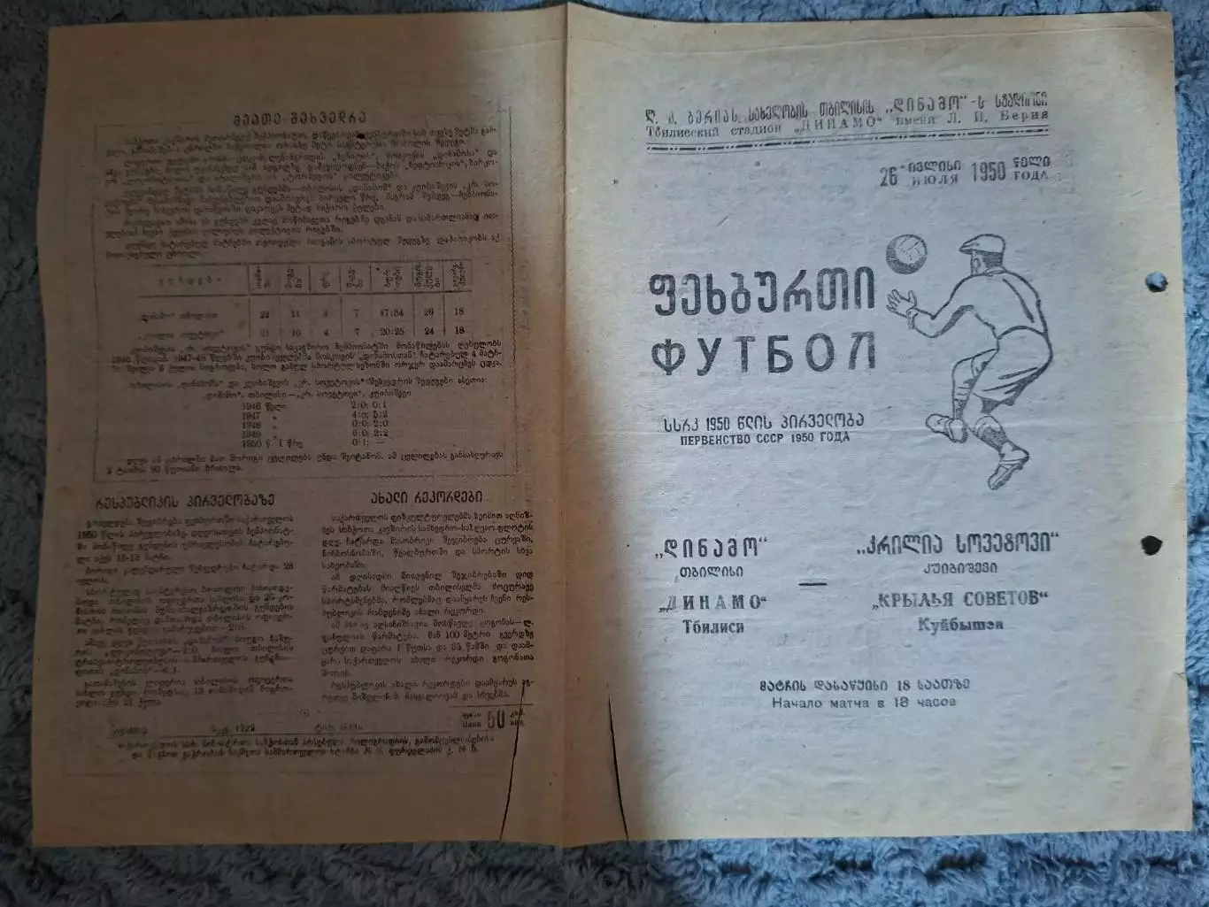 Динамо Тбилиси - Крылья Советов Куйбышев 1950 1