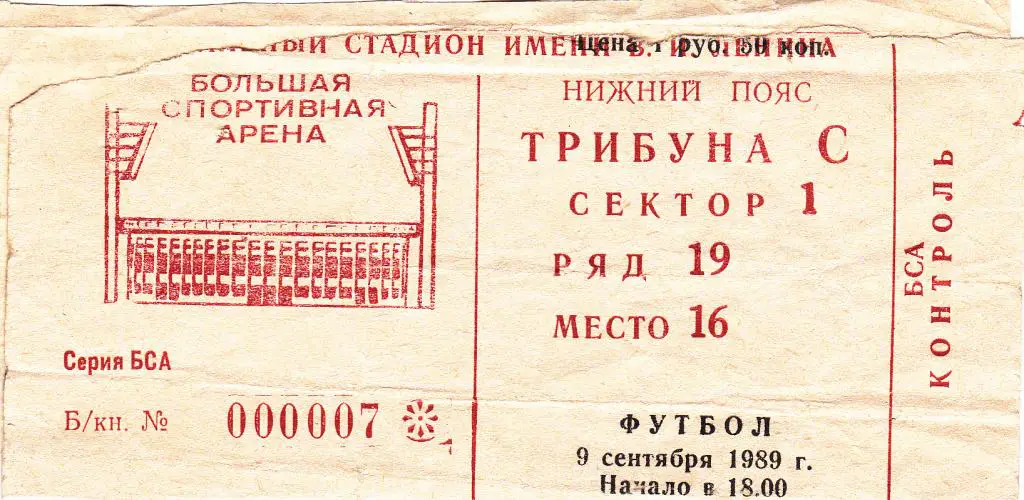 Спартак Москва - Динамо Тбилиси. 1989