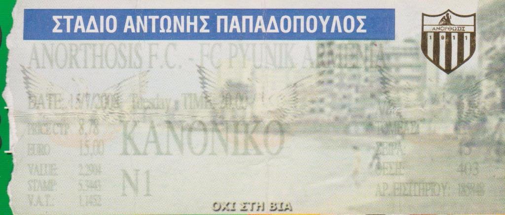 Анортосис - Пюник Ереван Армения (Anorthosis - Pyunik Yerevan) - 2008