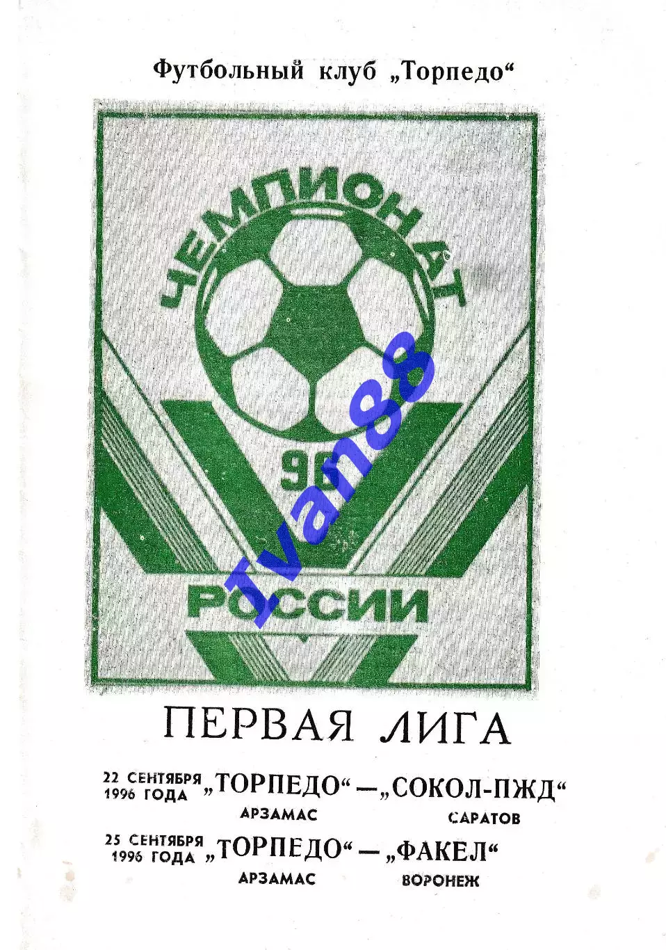 Торпедо Арзамас - Сокол Саратов, Факел Воронеж 1996