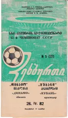Динамо Тбилиси - Кубань Краснодар 1982