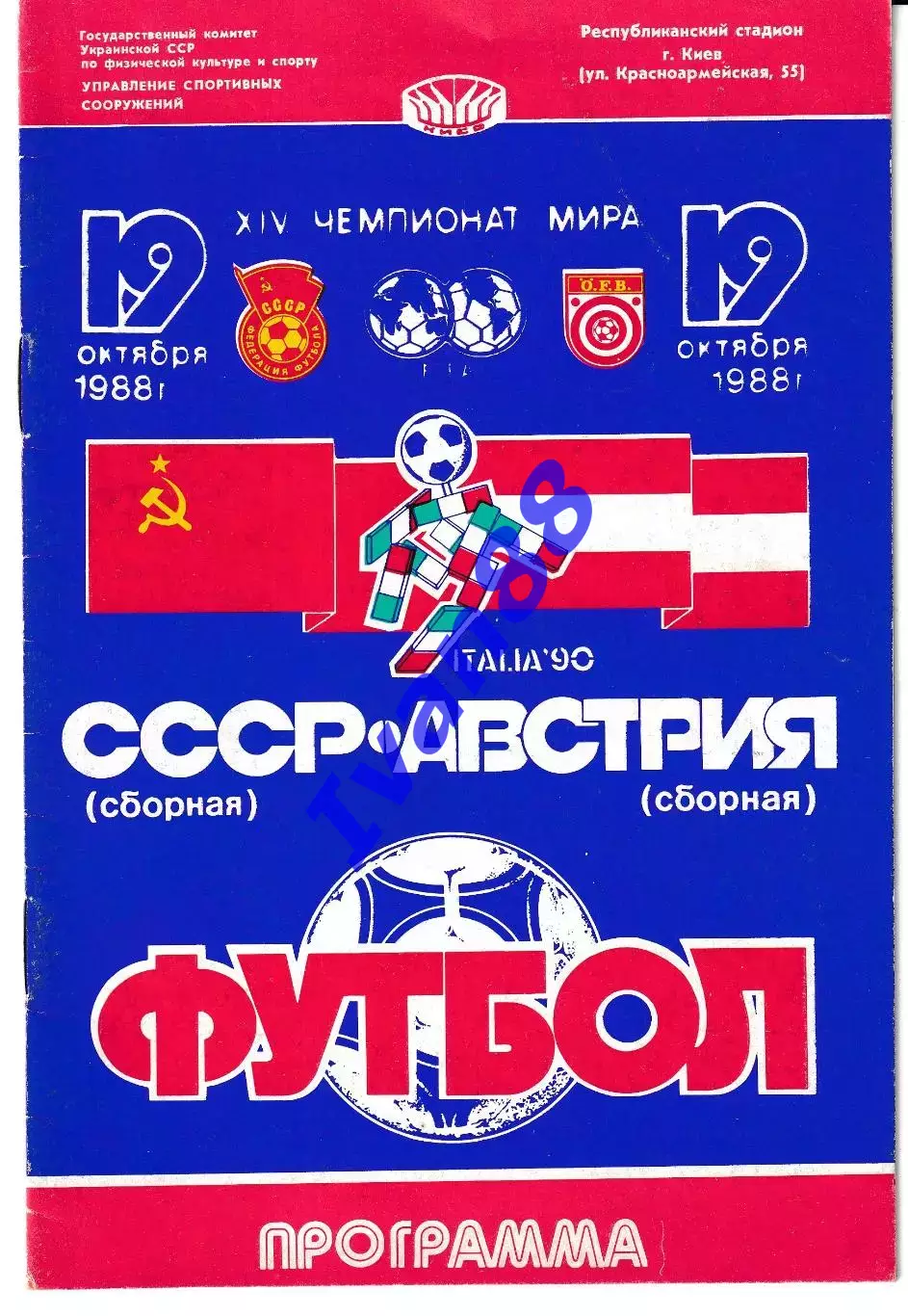 Сборная СССР - Сборная Австрия 1988