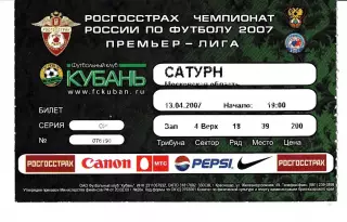 Кубань Краснодар - Сатурн Раменское 2007