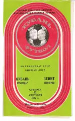 Кубань Краснодар - Зенит Ленинград 1982