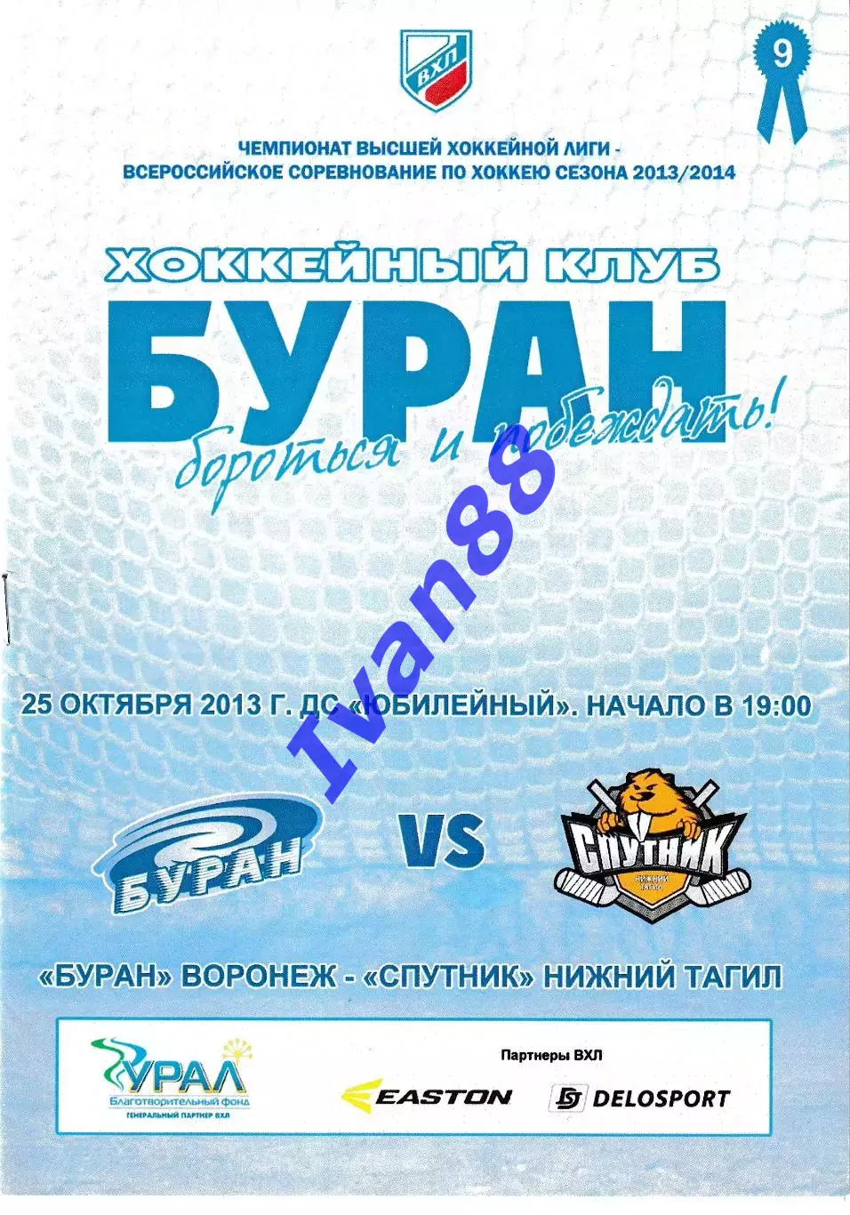 Буран Воронеж - Спутник Нижний Тагил 25 октября 2013