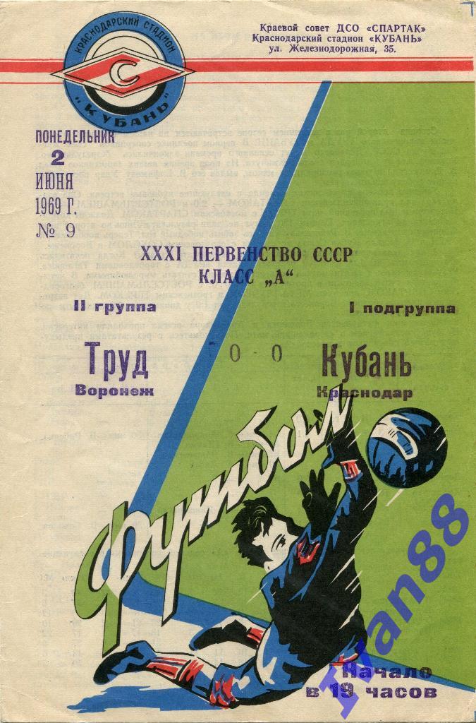 Кубань Краснодар - Труд Воронеж 1969