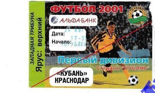 Кубань Краснодар - Амкар Пермь 2001