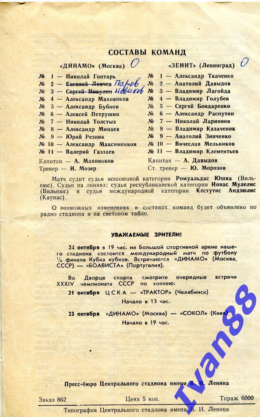 Динамо Москва - Зенит Ленинград 1979 1