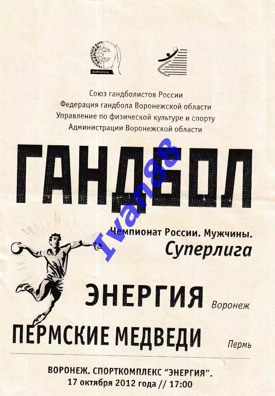 Энергия Воронеж - Пермские медведи Пермь 2012