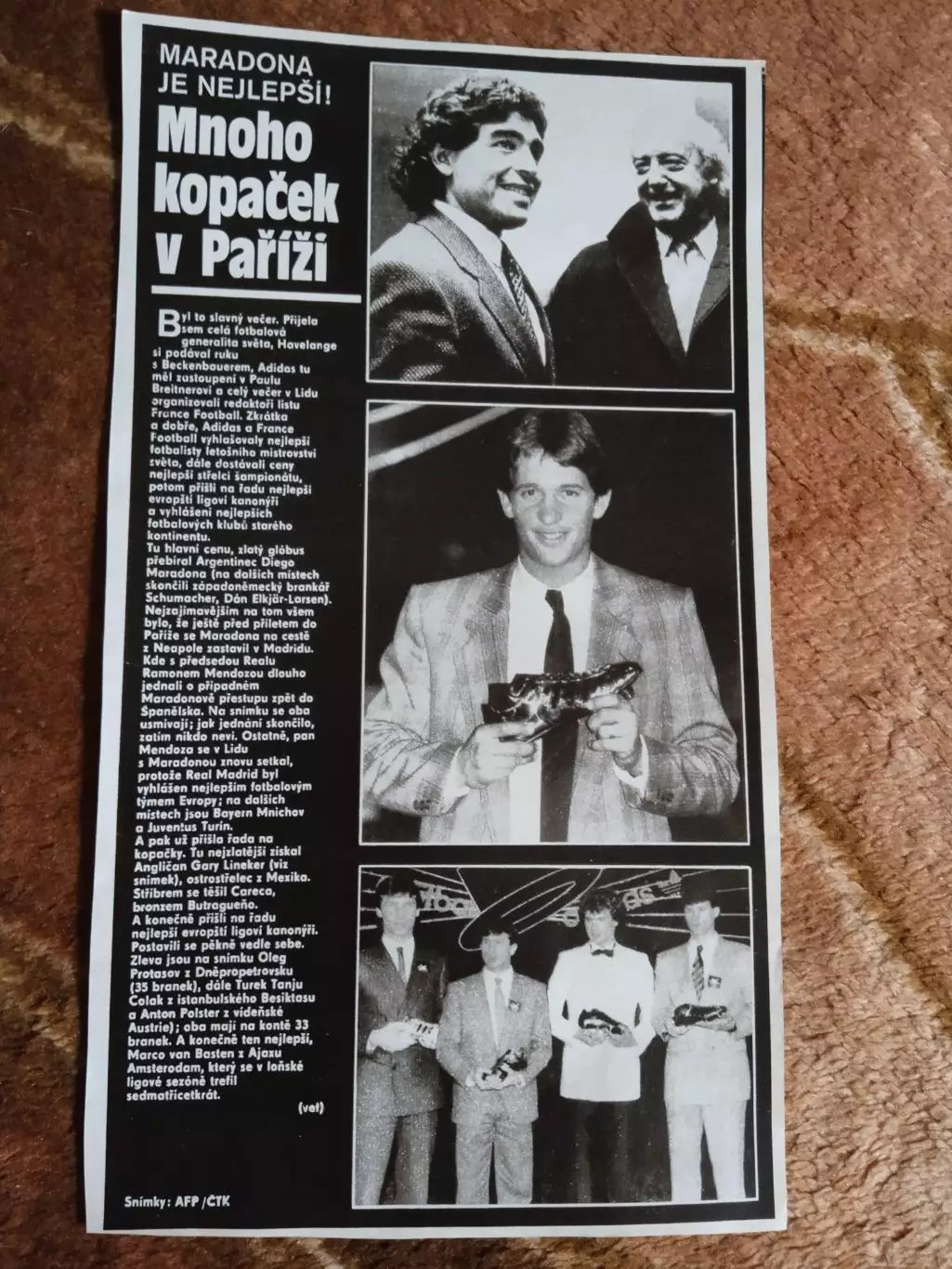 Фото.Футбол.Марадона.Лучшие бомбардиры Европы: Г.Линекер,О.Протасов (СССР) и др.