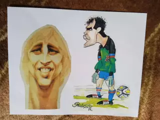 Фото.Футбол.И.Круифф (Голандия),А.Субизаретта (Испания).Шарж.