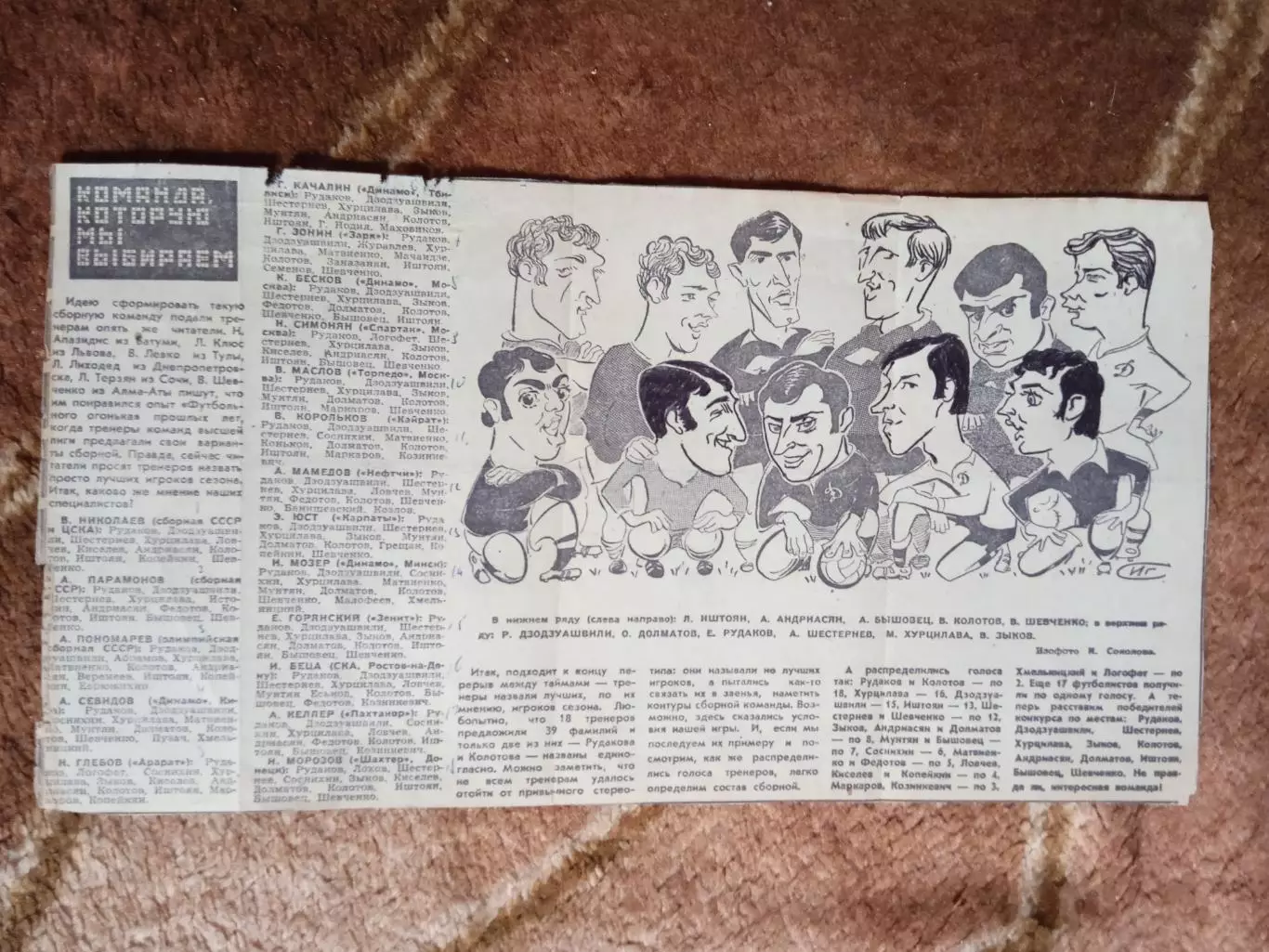 Фото.Футбол.Сборная СССР 1971.Шаржи.