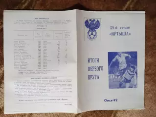 Буклет.Футбол.Иртыш (Омск).Итоги 1 круга 1992.