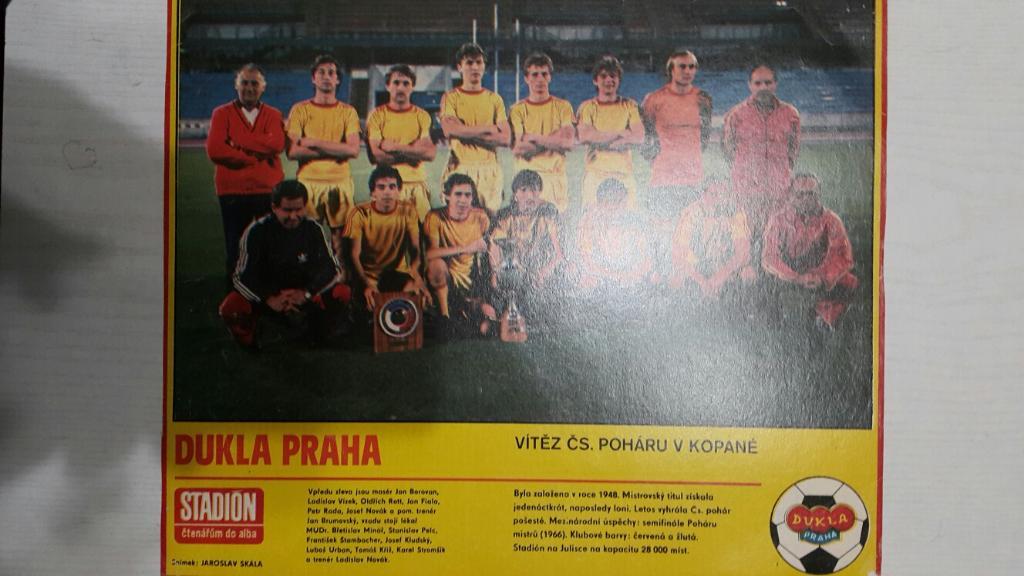 Постер.Футбол. Дукла (Прага,ЧССР).Журнал Стадион.