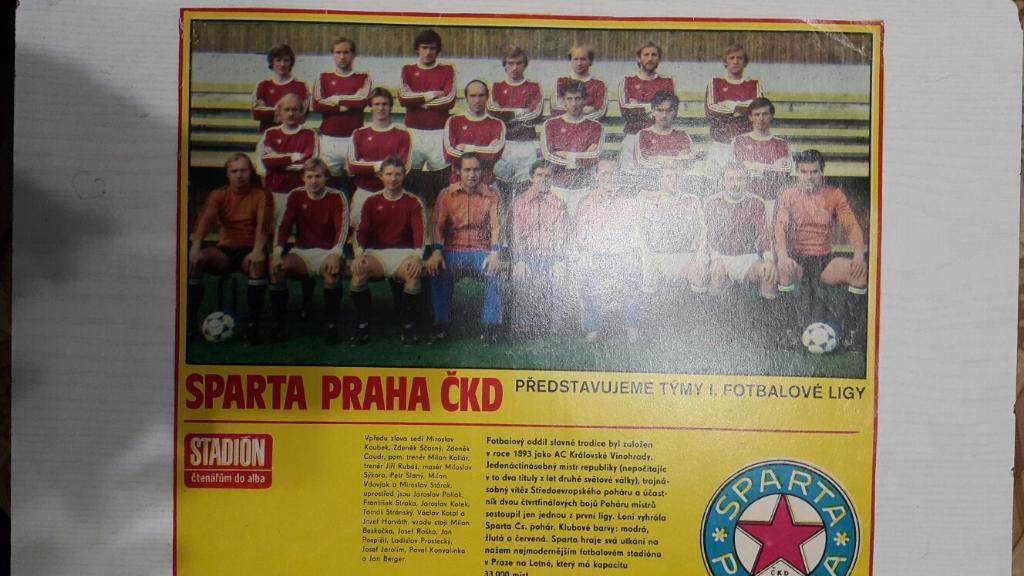 Постер.Футбол. Спарта (Прага,ЧССР).Журнал Стадион.