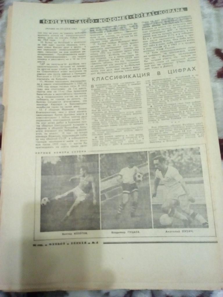 Статья.Газета. Футбол-Хоккей № 4 1973 г.(футболисты-1 номера сезона 1972).