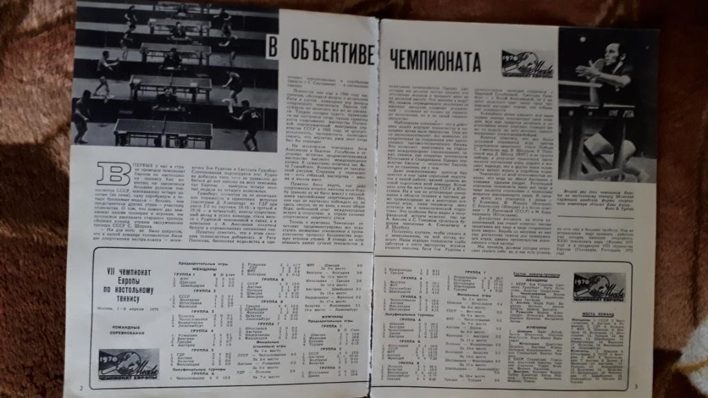 Настольный теннис.Чемпионат Европы 1970 г. Журнал Спортивные игры.