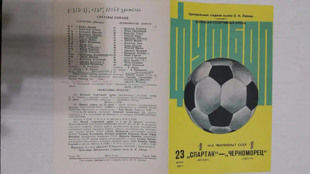 Спартак (Москва) - Черноморец Одесса) 23.07.1982 г.