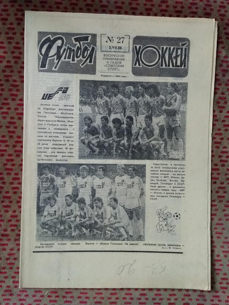 Футбол - Хоккей №27 1988 г.