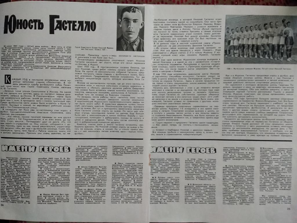 Статья.Фото.Футбол. Н.Гастелло.Журнал ФиС 1965 г.