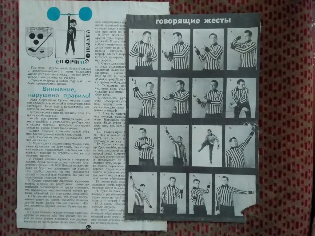 Статья.Фото.Хоккей. А.Гусев-судья международной категории.Говорящие жесты.