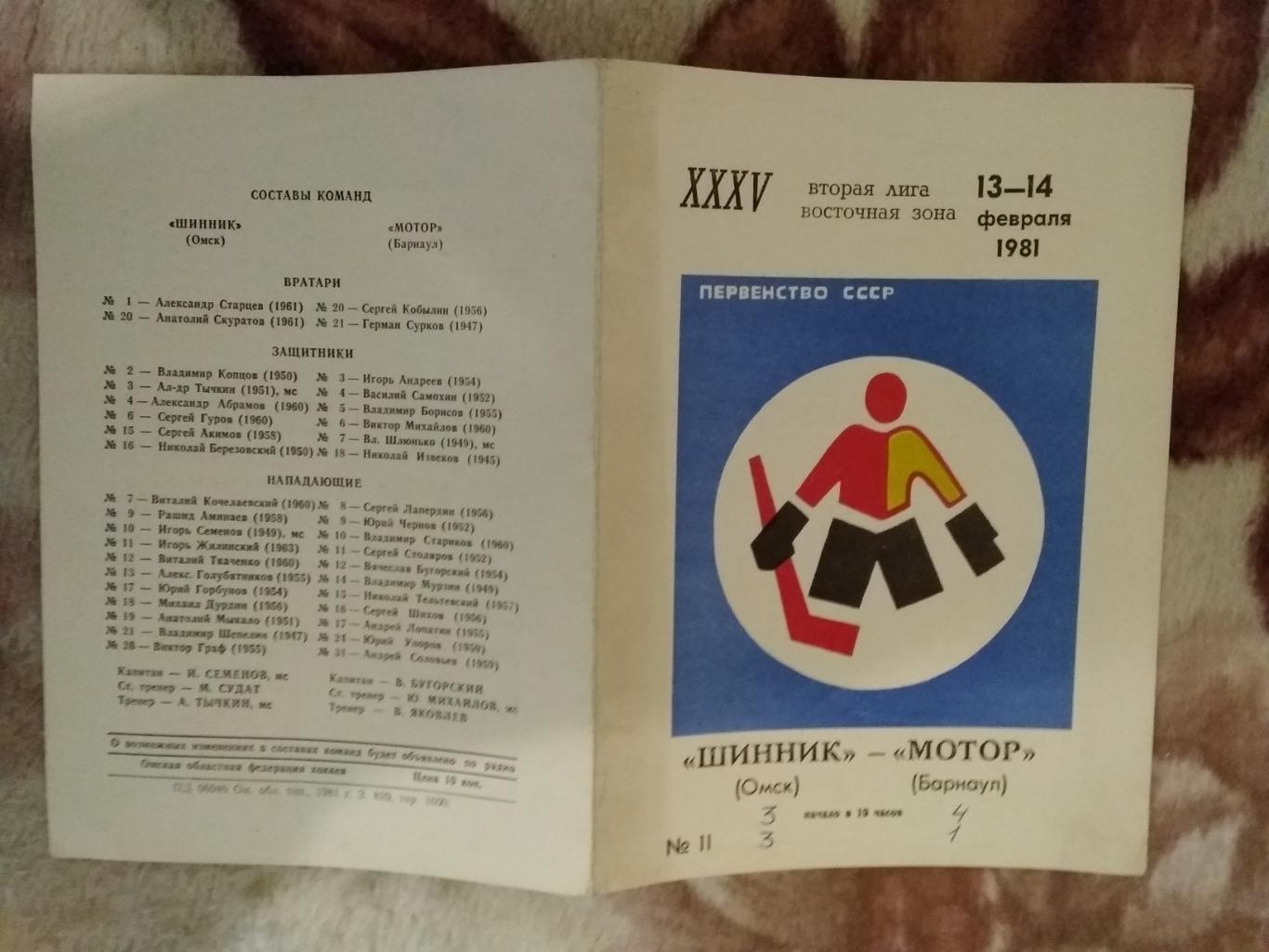 Шинник (Омск) - Мотор (Барнаул) 13-14.02.1981 г.
