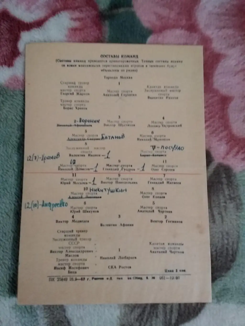 СКА (Ростов-на-Дону) - Торпедо (Москва) 1962 г. 1