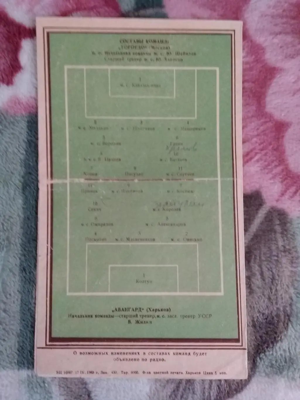 Авангард (Харьков) - Торпедо (Москва) 1963 г. 1