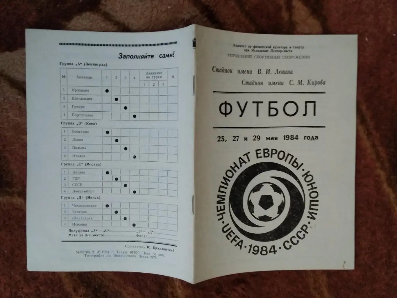 Чемпионат Европы по футболу 1984.Юноши.СССР.Ленинград. Общая.