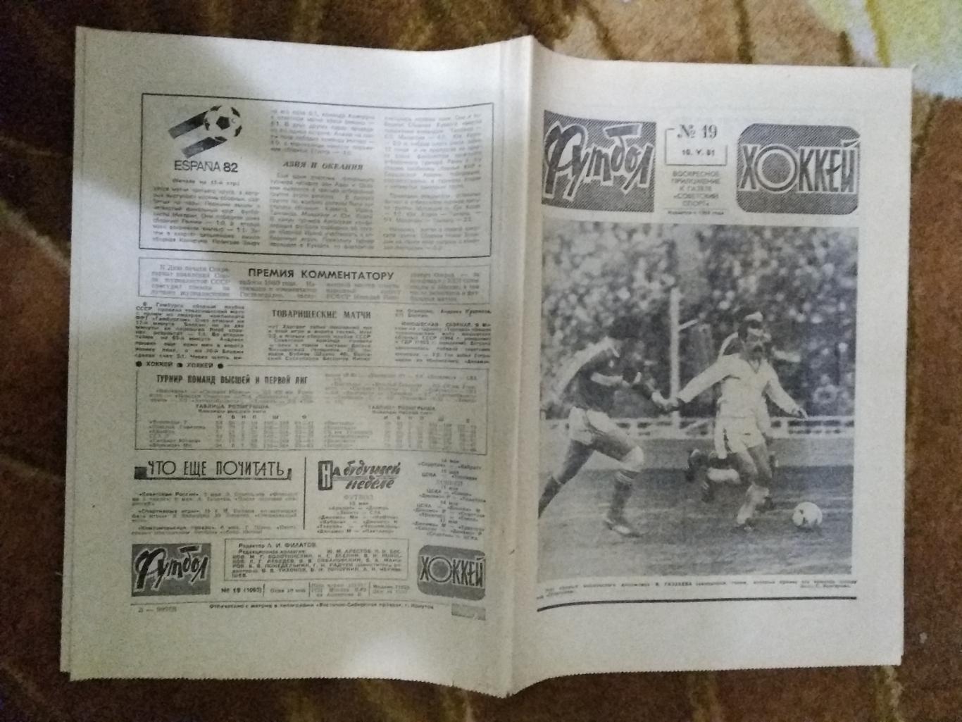 Футбол-Хоккей № 19 1981 г. (ЕК.Динамо Тбилиси - Карл Цейс.КОК Финал).