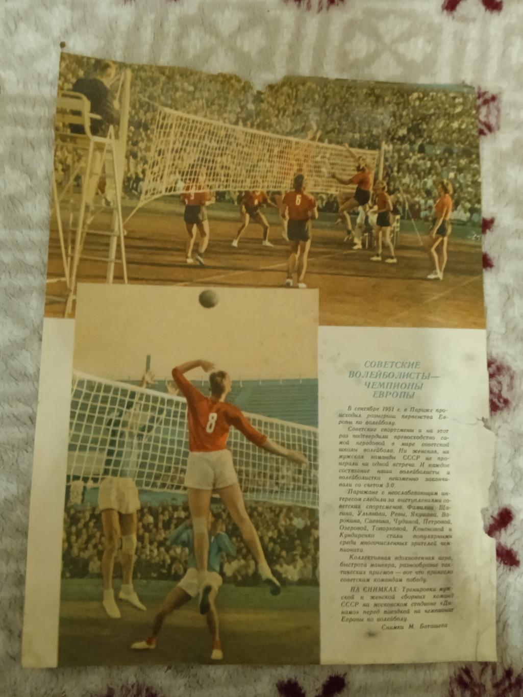 Постер.Волейбол.СССР - чемпионы Европы.Журнал ФиС 1951 г.