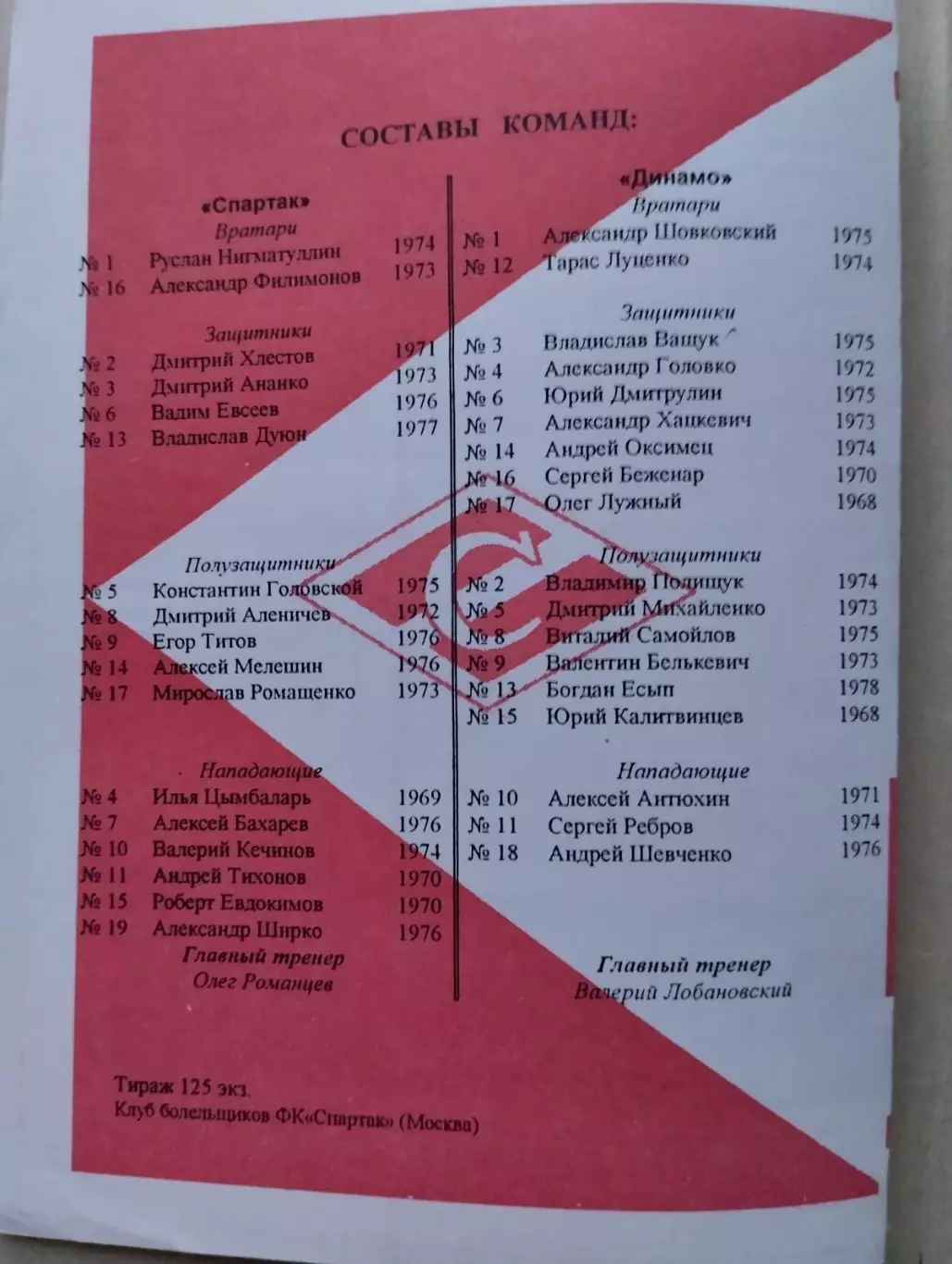 Спартак - Динамо Київ. 1997.#. 1