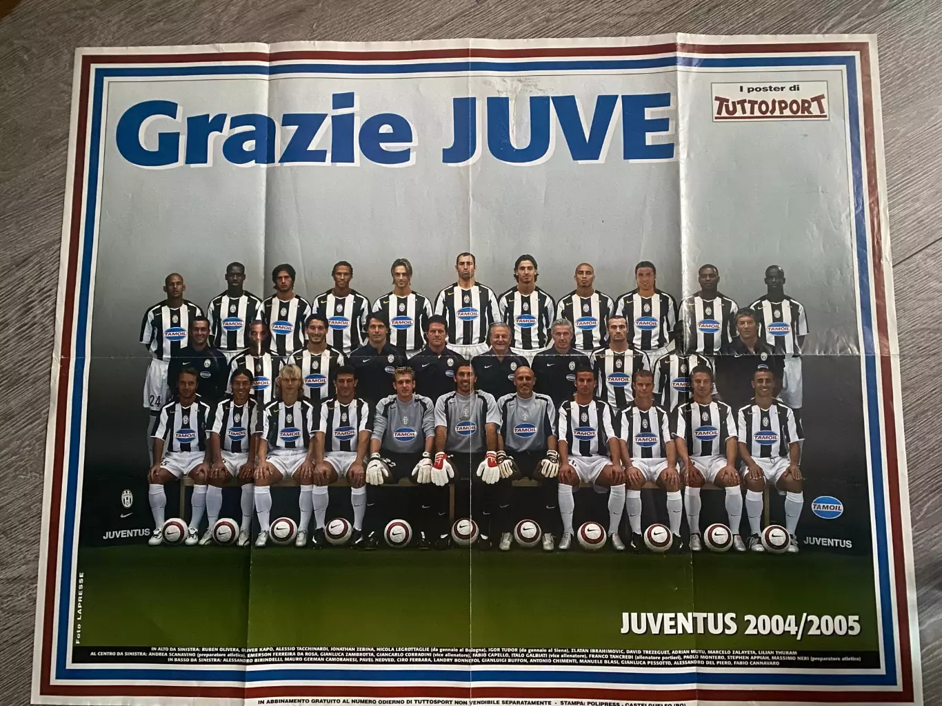 Плакат . Ювентус Турін Італія. Сезон 2004/2005. Розмір 70х55 см.